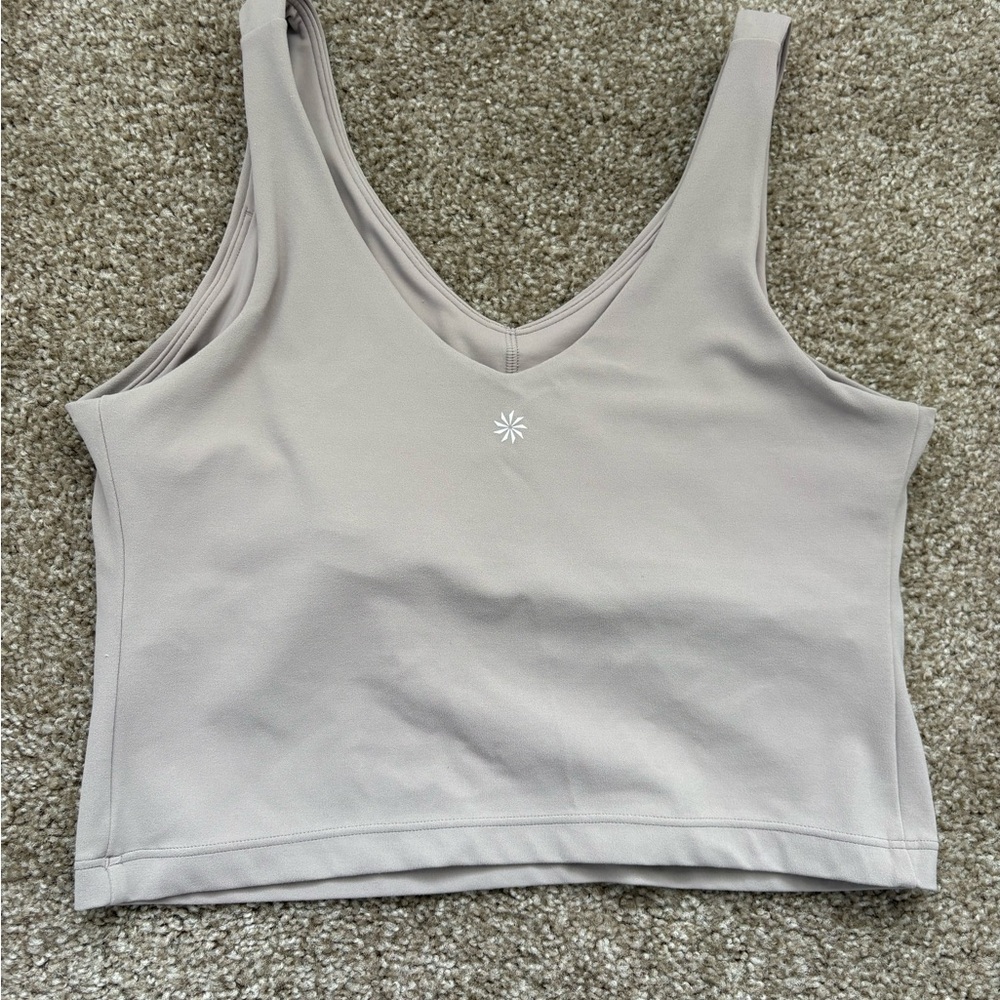 Athleta Gray/Taupe Transcend V-Neck Crop Sports Bra D-DD - Picture 4 of 9